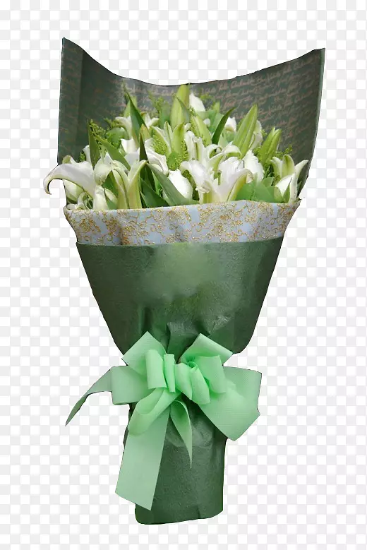 花卉设计百合花念珠菌绿色诺赛克CMYK颜色模型-白色百合花束