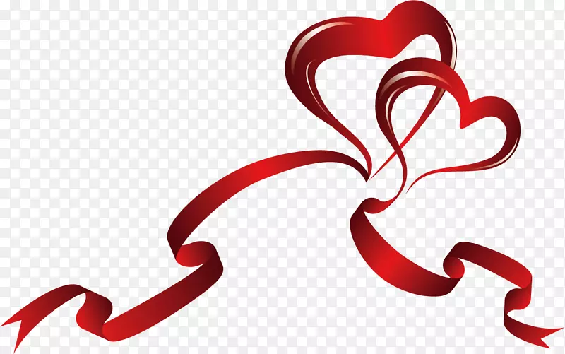 意识丝带心夹艺术-情人节红丝带