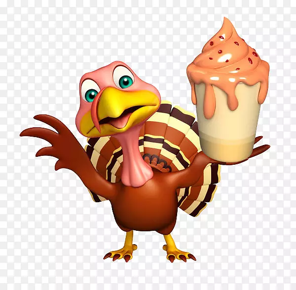 汉堡包火鸡肉卡通免费插图孔雀吃冰淇淋