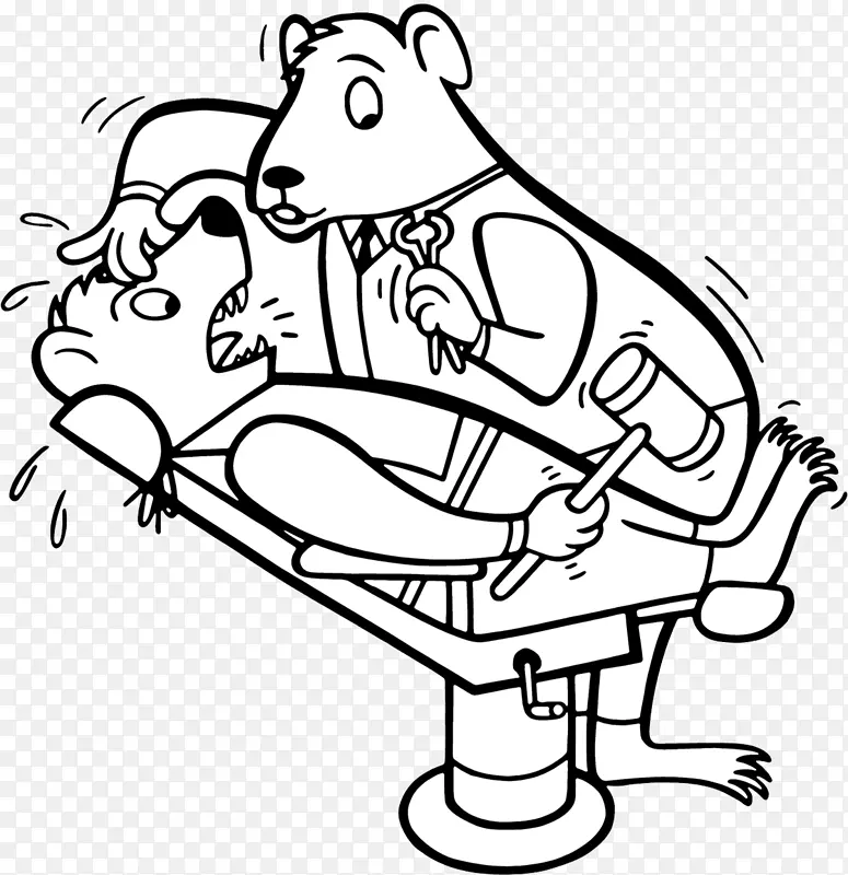 牙科病人牙齿插图-动物医生卡通插图