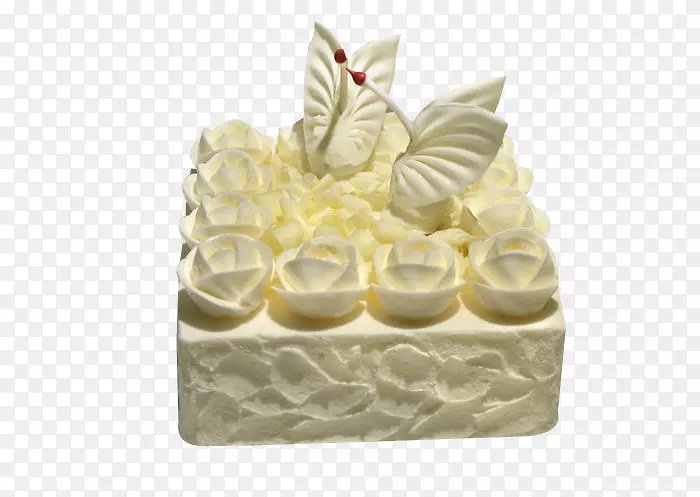 奶油小四岁生日蛋糕慕斯甘纳奇-天鹅玫瑰奶油蛋糕