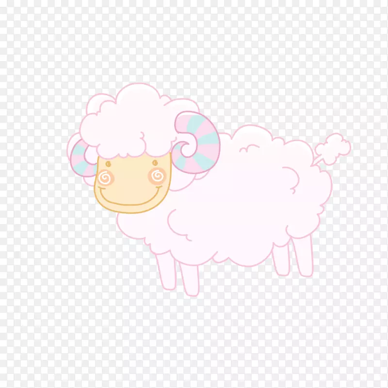 纺织剪贴画-粉红羊
