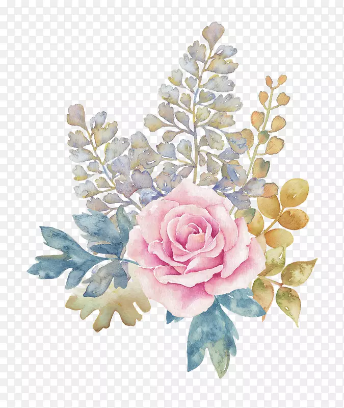 粉红花.粉红色花水彩