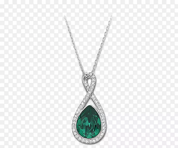 项链施华洛世奇g祖母绿宝石-施华洛世奇珠宝，绿色宝石项链女人