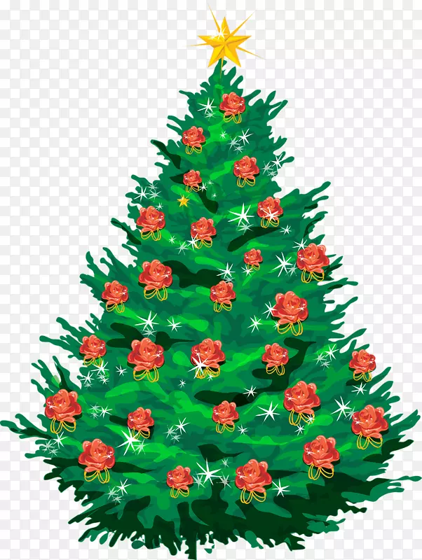 圣诞树剪贴画-玫瑰圣诞树
