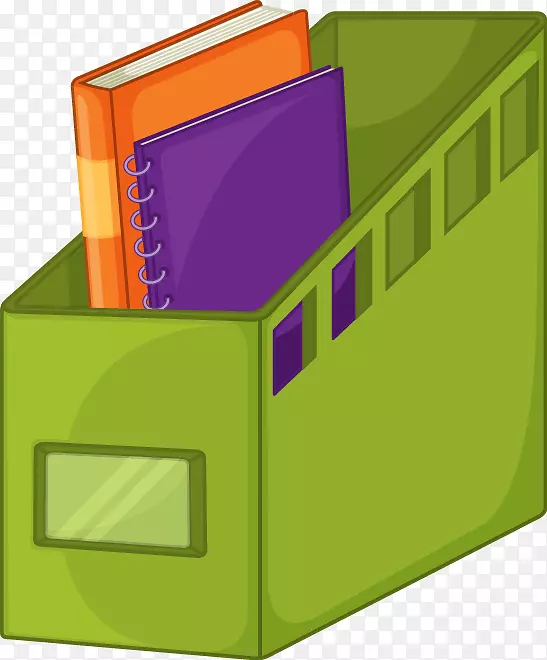 纸插图.绿色文件夹彩色图案书籍