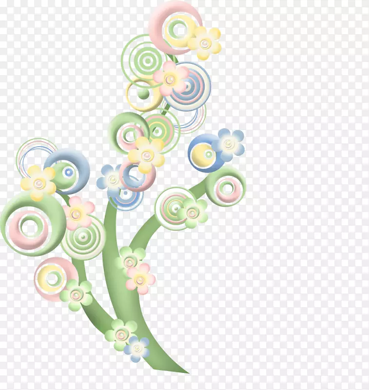 花瓣花卉设计师图案-创意绿树环