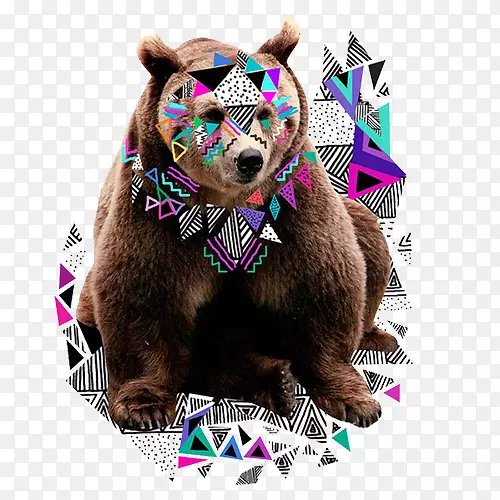 美术平面设计插图-棕熊