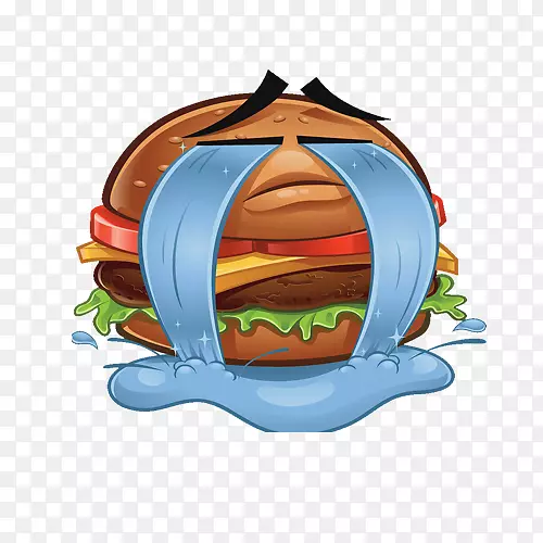 汉堡包芝士汉堡快餐卡通插图-哭蟹堡