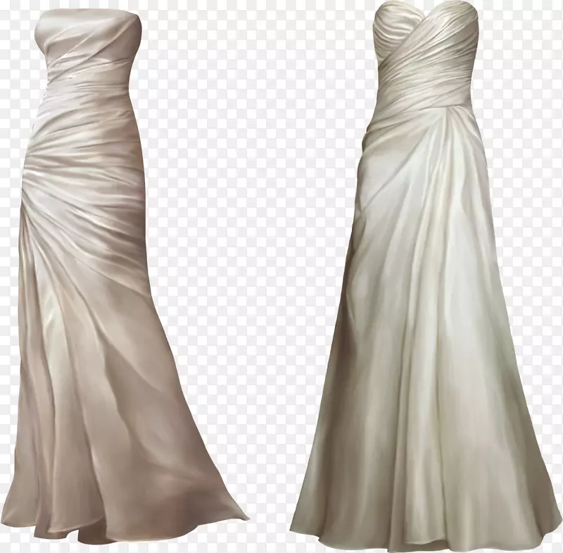 婚纱剪贴画-优雅的白色连衣裙