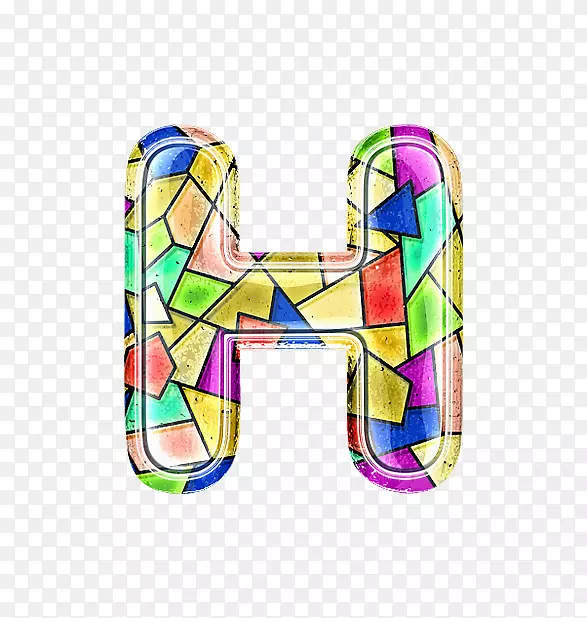 文字图形设计插图.彩色玻璃字母h