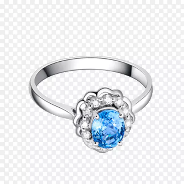 蓝宝石结婚戒指蓝白金巴法那蓝宝石和钻石戒指
