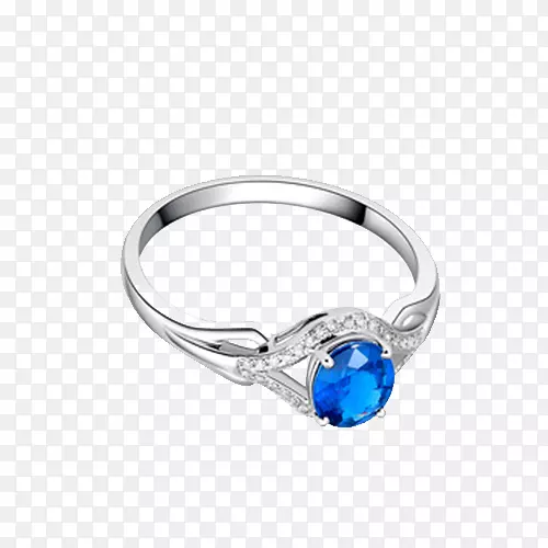 蓝宝石戒指，钻石色金-巴法纳蓝宝石和钻石戒指