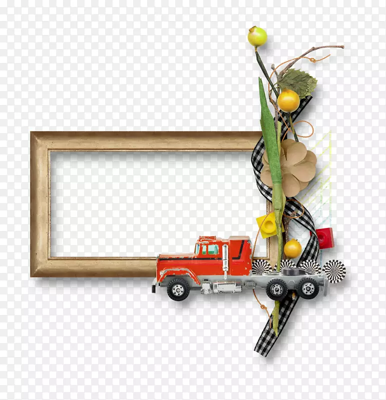 纸画框夹艺术.小型红色卡车框架