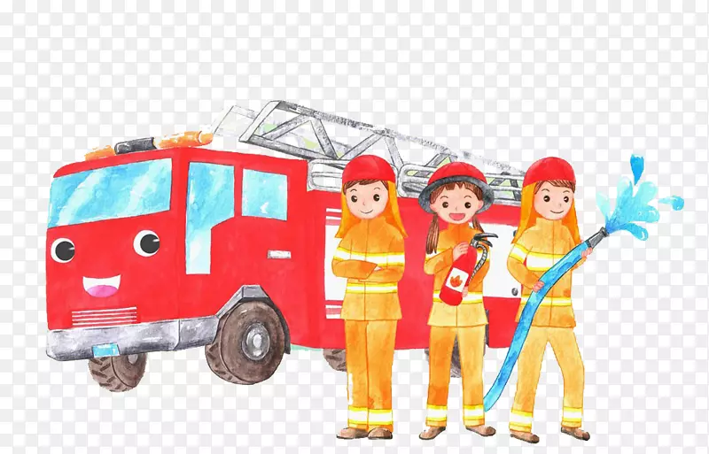 消防车消防队员和消防车