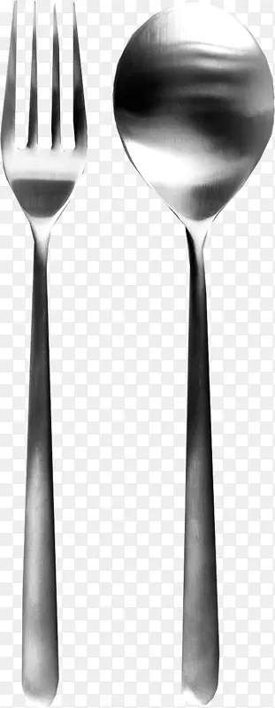 叉匙图标-灰色勺子叉
