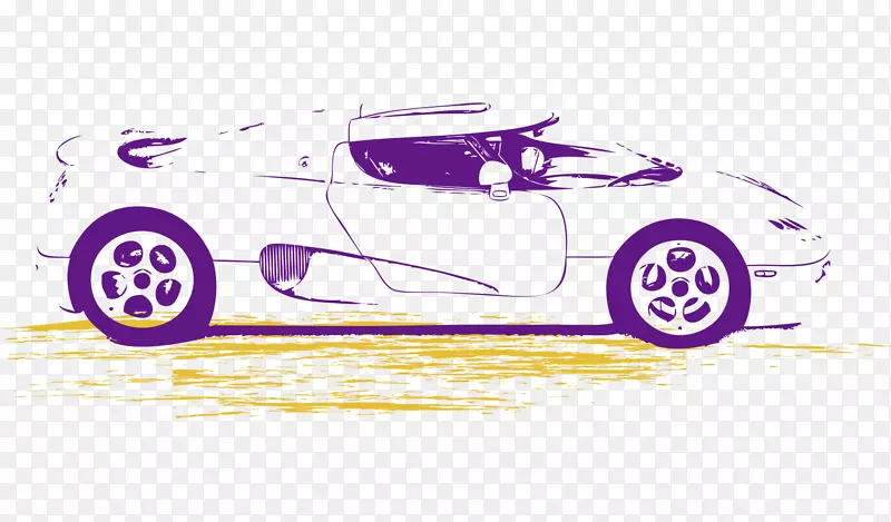 现代跑车-卡通画紫色现代跑车