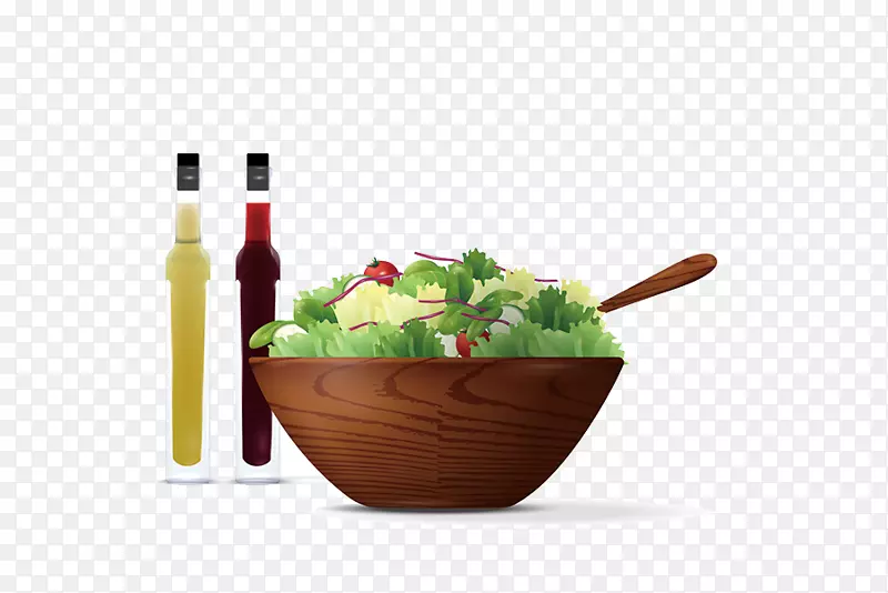 白葡萄酒沙拉碗烹饪插图-健康沙拉