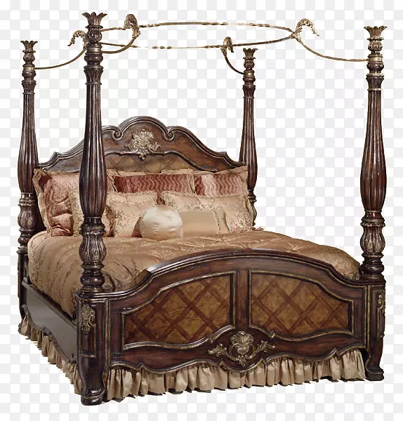 床架梅里达卧室四柱床-家庭照片床，老式床