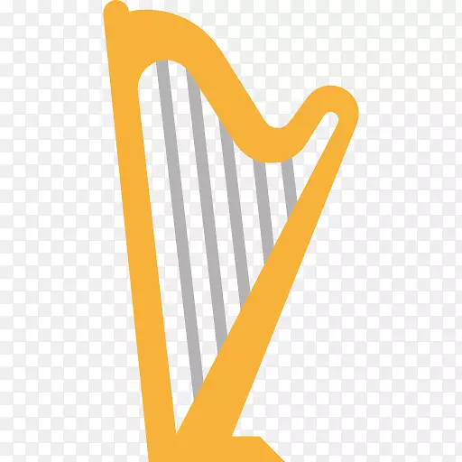 可伸缩图形竖琴乐器图标-黄色竖琴