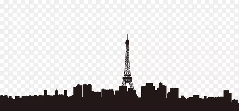 艾菲尔铁塔天际线墙贴花剪贴画-巴黎剪影