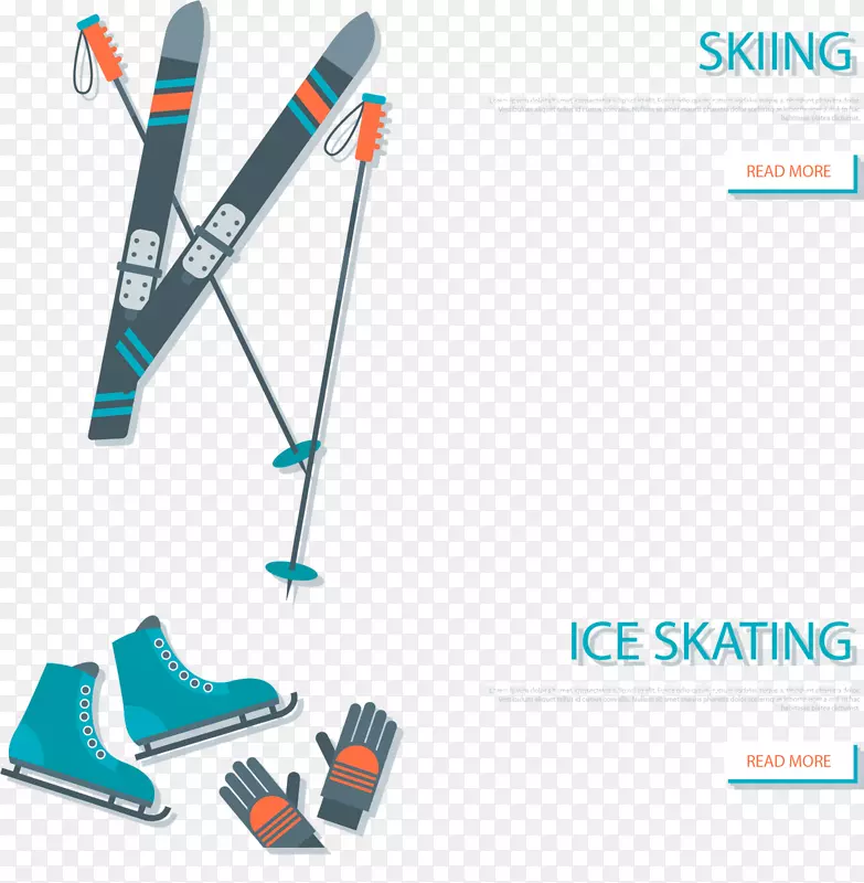 冬季运动滑雪海报-滑雪板滑雪杆