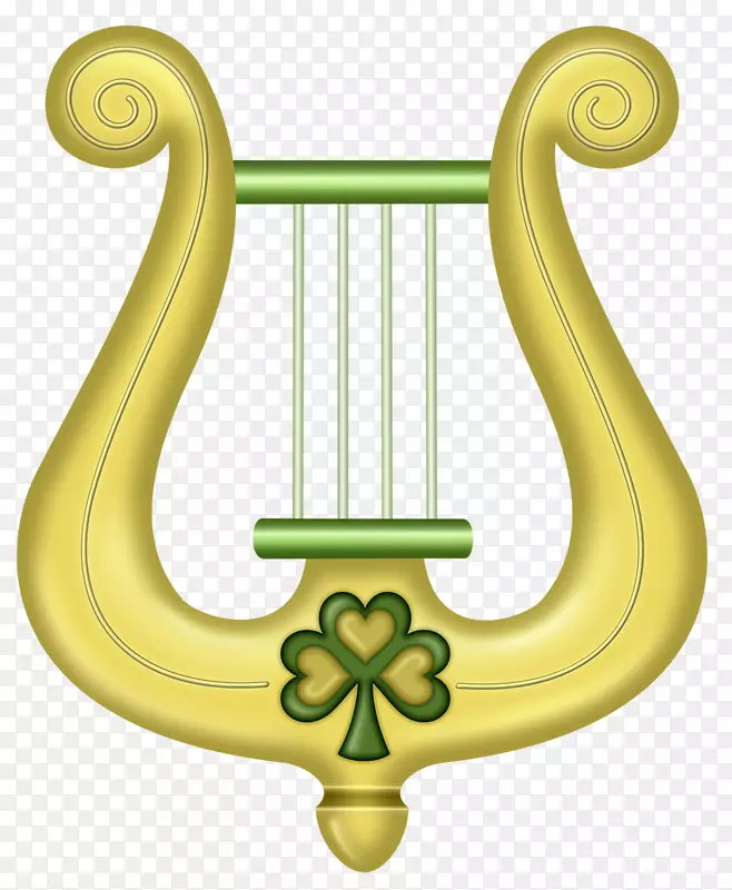 圣帕特里克斯日爱尔兰婚礼剪贴画-绿色竖琴
