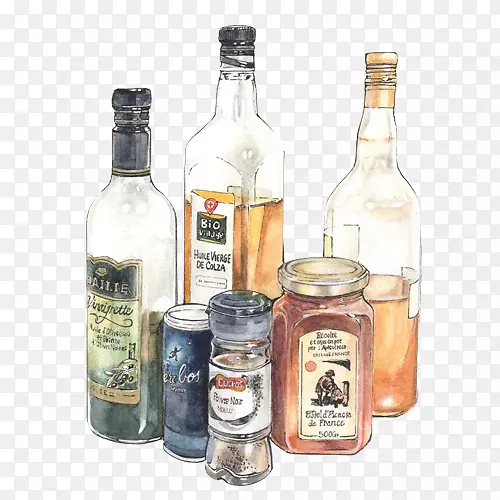 伏特加鸡尾酒酒瓶饮料伏特加手绘材料图片