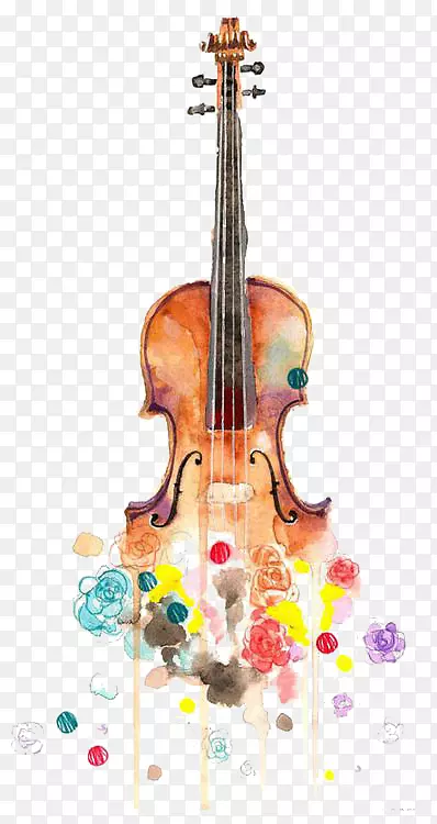 小提琴水彩画作画乐器手绘小提琴