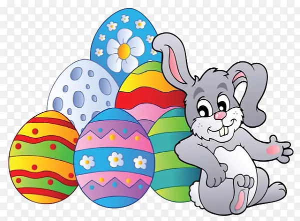 复活节兔子复活节彩蛋剪贴画-以复活节彩蛋兔为依托