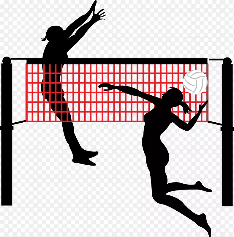 沙滩排球网-粉碎和阻挡排球运动员