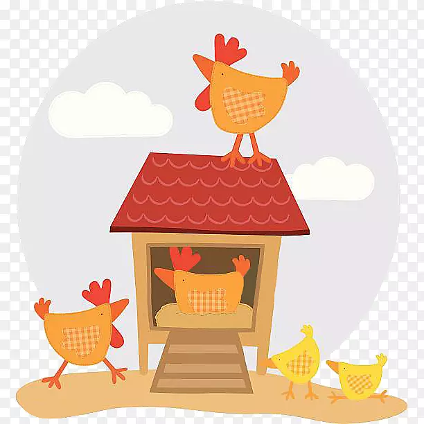 鸡笼鸭家禽养殖公鸡-卡通鸡场