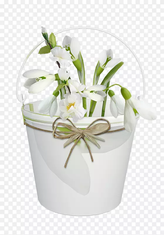 国际妇女节花束剪贴画-花卉材料桶