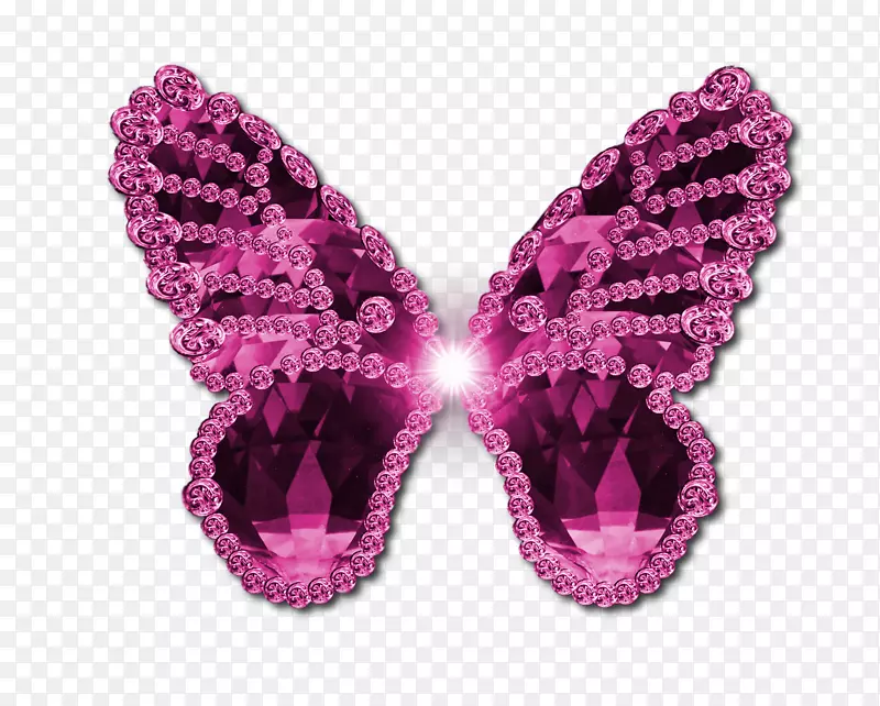 蝴蝶水彩画剪贴画-粉红色蝴蝶PNG透明图像