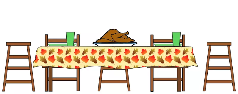 餐桌火鸡感恩节晚餐剪贴画卡通火鸡晚餐