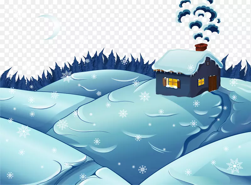 雪冬季插图-冬季小屋