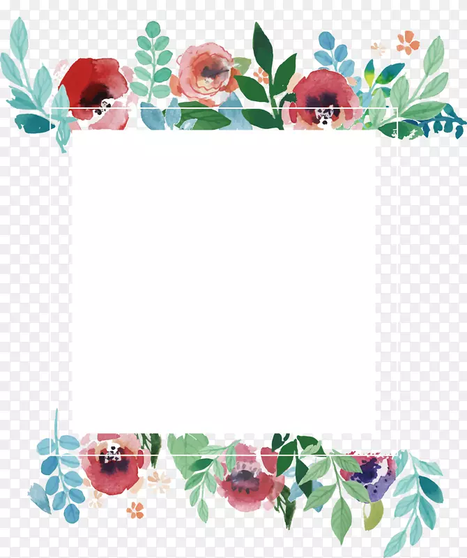 婚礼邀请函花画框水彩画框