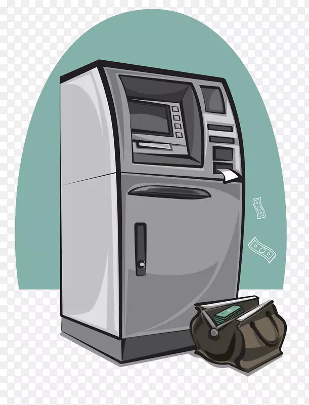 自动柜员机插画剪贴画手绘自动取款机