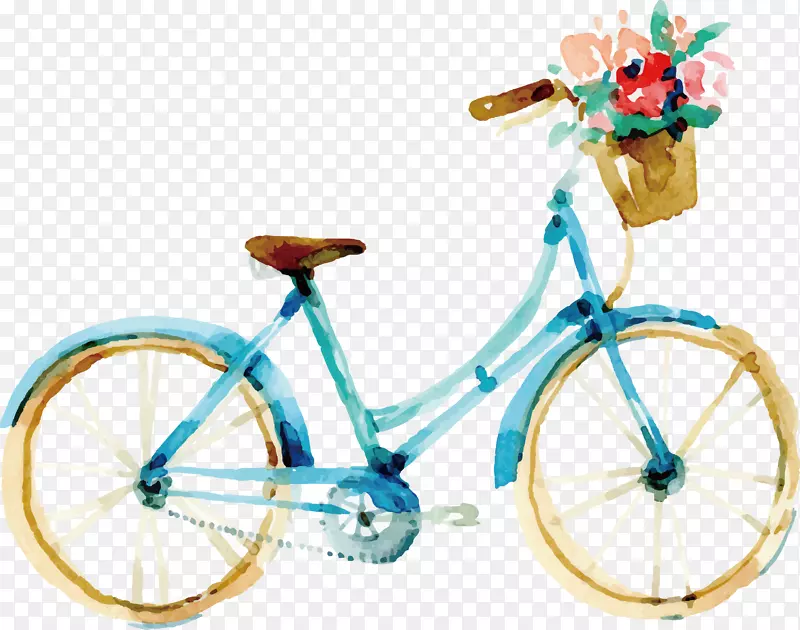 贾尔夫水彩画婚礼水彩画自行车