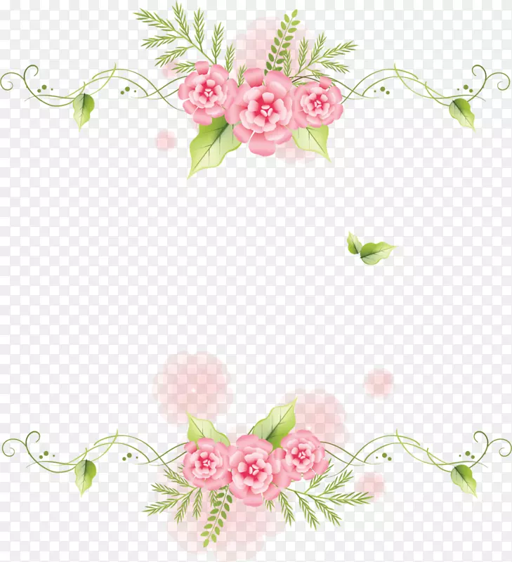下载图标-粉红色花朵绿叶框架装饰