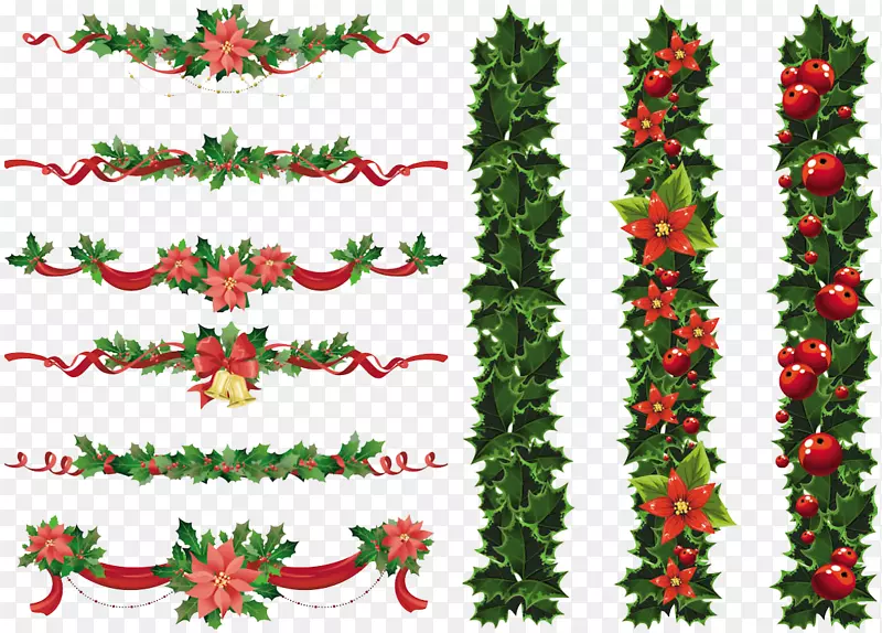 圣诞花环剪贴画-圣诞元素PNG透明图像