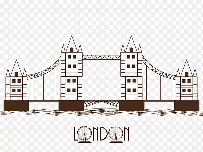 塔桥旅游景点海报-手绘伦敦桥