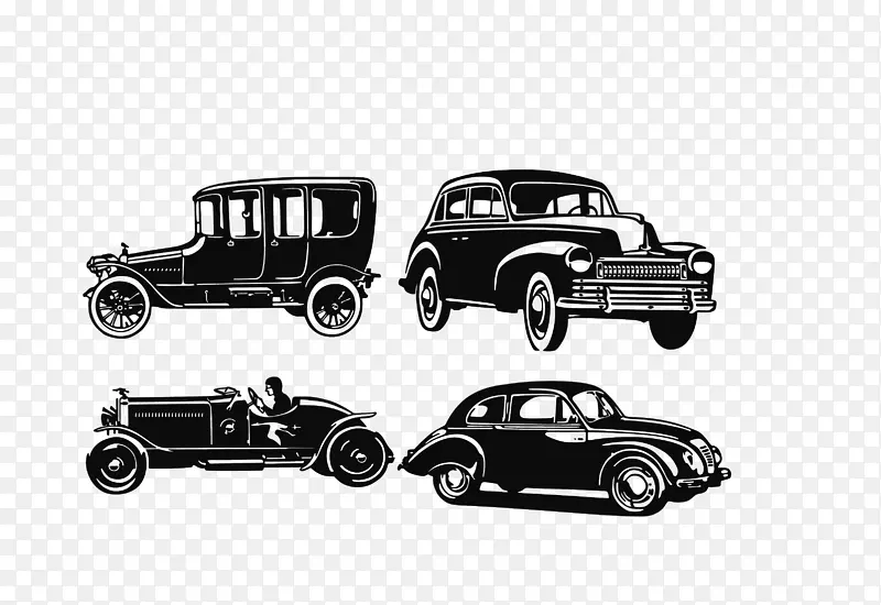 跑车，老式汽车，经典汽车.黑色古典车四