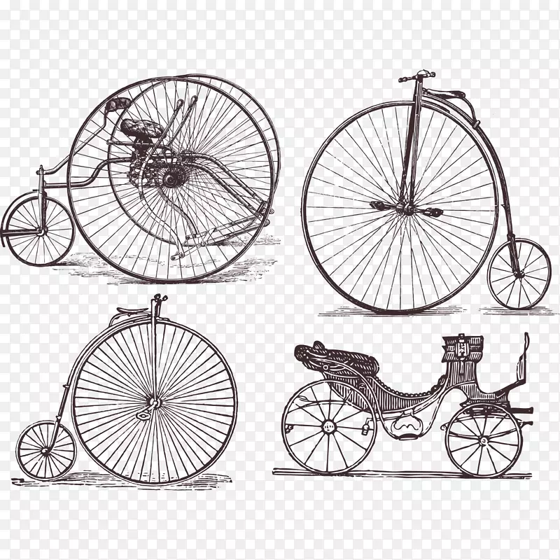 自行车，老式服装车，古董.中世纪复古经典汽车