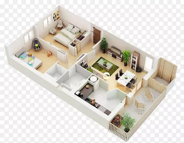 公寓三维计算机图形三维平面图房屋.室内设计