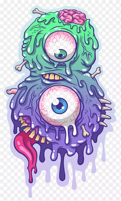 绘画艺术Behance涂鸦插图-大眼睛怪物