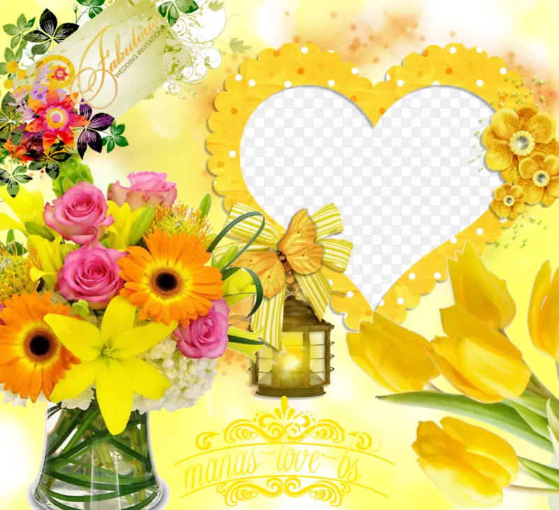 鲜花花束送花礼物-黄色框架