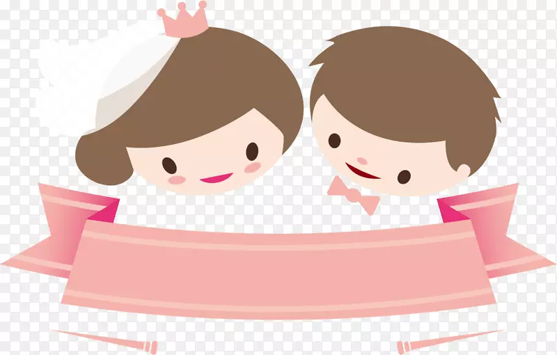 诺拉·克拉克婚礼-粉色卡通新娘和新郎