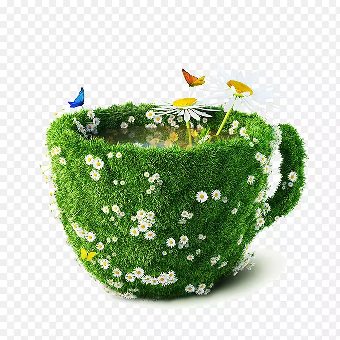 平面设计创意-创意咖啡杯花卉景观