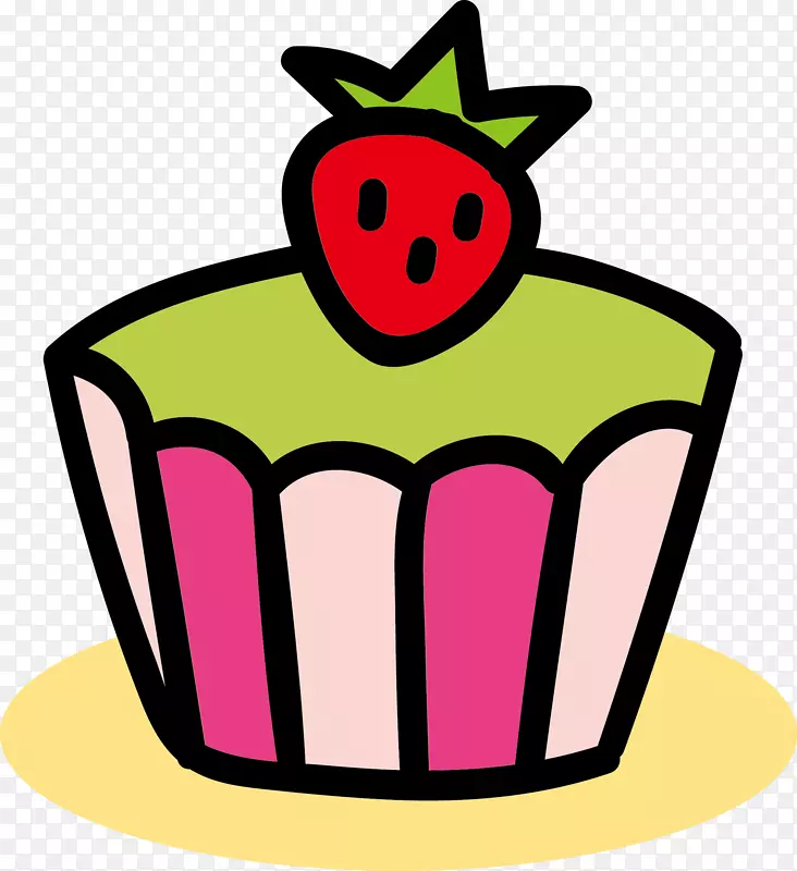 纸杯蛋糕，玛德琳卡通蛋糕，卡通草莓蛋糕